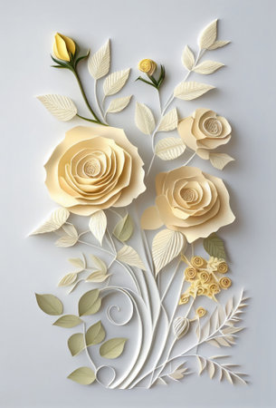 Flower roses art paper cut style. Ai generated.の素材