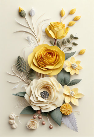 Flower roses art paper cut style. Ai generated.の素材