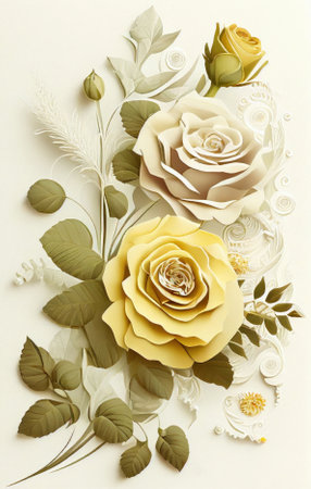Flower roses art paper cut style. Ai generated.の素材