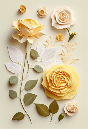 Flower roses art paper cut style. Ai generated.の素材