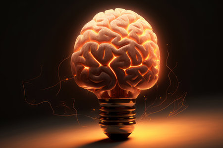 Human brain in lightbulb business idea concept. Ai generated.の素材