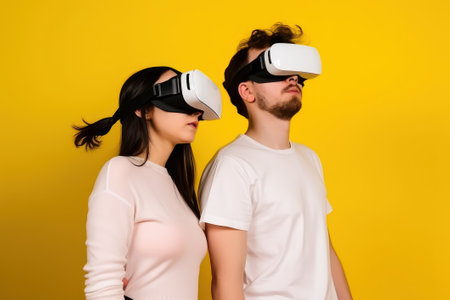 Child wearing VR glasses and wandering in the imagination. Ai generated.の素材