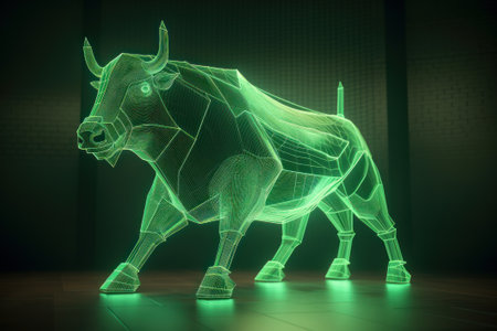 Bull running on fire. Business bull market concept. Ai generatedの素材