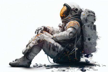 Space suits isolated on white background.  Ai generated.の素材