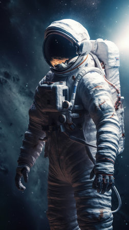 Space suits isolated on space background.  Ai generated.の素材