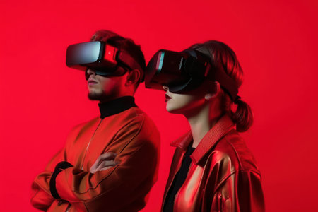 Child wearing VR glasses and wandering in the imagination. Ai generated.の素材
