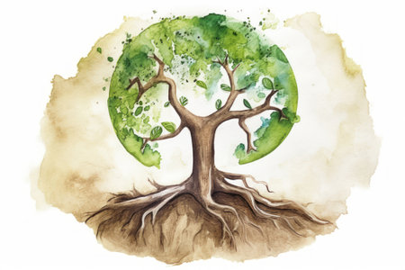Earth day concept watercolor style. Illustration.の素材