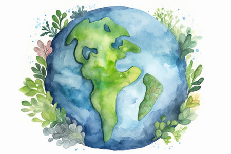 Earth day concept watercolor style. Illustration.の素材