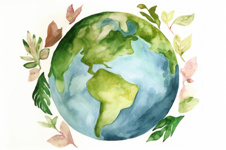 Earth day concept watercolor style. Illustration.の素材