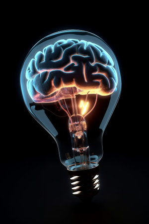 Human brain in lightbulb business idea concept. Ai generated.の素材