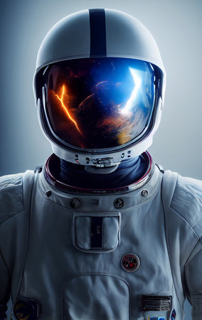 Space suits isolated on space background.  Ai generated.の素材
