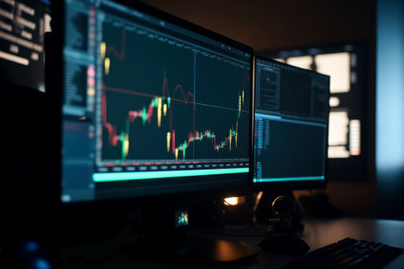 Bitcoin Stock trading on monitor screen. Ai generated.の素材