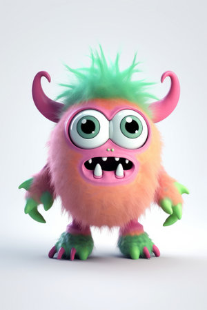 Little monster isolated on white background. Ai generated.の素材