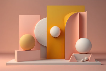 Geometry background and box display. ai generated..の素材
