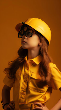 Cute engineer architect kid. Future career concept. ai generated.の素材