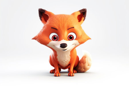 Red fox isolated on white background. Ai generated.の素材