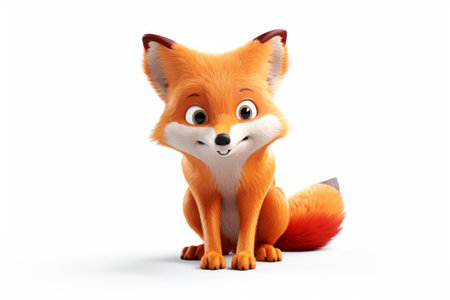 Red fox isolated on white background. Ai generated.の素材