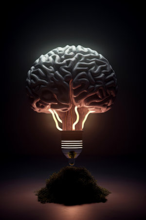 Human brain in lightbulb business idea concept. Ai generated.の素材