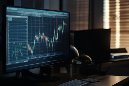 Bitcoin Stock trading on monitor screen. Ai generated.の素材