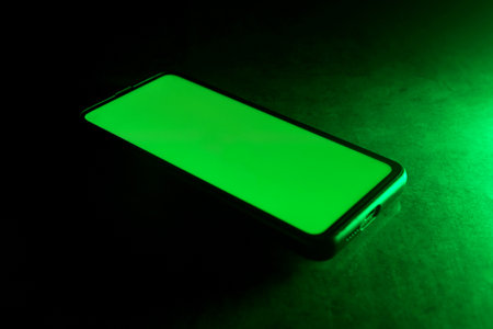 Mobile Phone Template Mockup Isolated on dark background.の写真素材