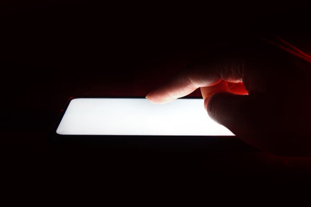 Mobile Phone Template Mockup Isolated on dark background.の写真素材