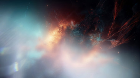 Space and glowing nebula background.  Ai generated.の素材