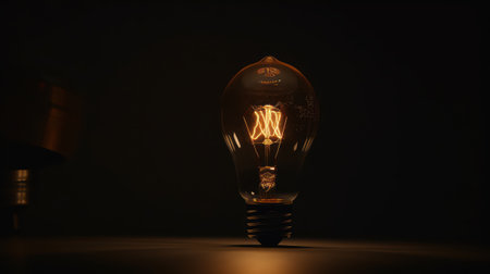 Light bulbs on dark blue background. Idea concept. Ai generated.の素材