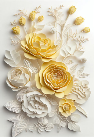 Flower roses art paper cut style. Ai generated.の素材