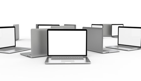 Modern laptop  isolated on white background. 3D Illustration.の写真素材