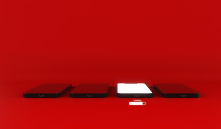 Mobile Phone and loading icon. Different concept. 3D illustration.