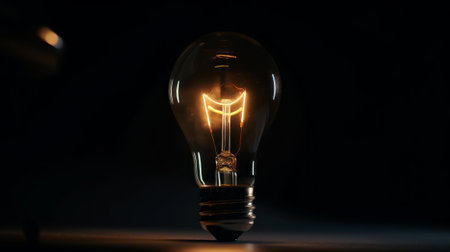 Light bulbs on dark background. Idea concept. Ai generated.の素材