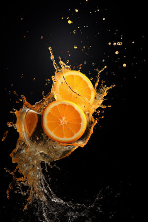 Orange juice splash. Tropical orange juice. Ai generated.の素材
