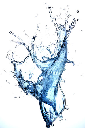 Water splash isolated on white background. Ai generated.の素材