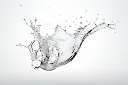 Water splash isolated on white background. Ai generated.の素材