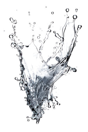Water splash isolated on white background. Ai generated.の素材