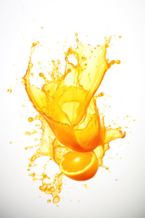 Orange juice splash. Tropical orange juice. Ai generated.の素材