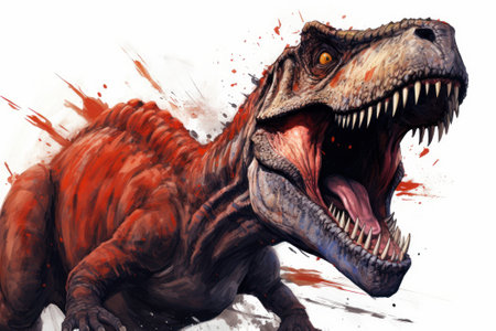 T-Rex dinosaur isolated on transparent background. Ai generated.の素材