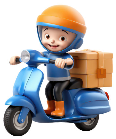 Delivery Man. Parcel delivery worker. Delivery concept.の素材