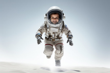 Little kid wearing spacesuit. Cosmonaut concept. Ai generated.の素材