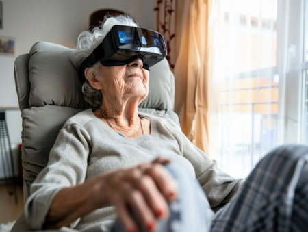 AR Assisted Healthcare for the Elderly Seniors using AR glasses to access healthcare services manage appointments and make payments using Bitcoin ensuring a life well livedの素材