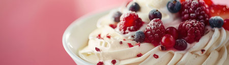 Delectable homemade strawberry shortcake in a summer setting close up on layers of freshness and flavorの素材