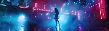 In a world where AI governs, vampires dance away the Ice Age in a quasar-lit disco, a spectacle of time collidingの素材