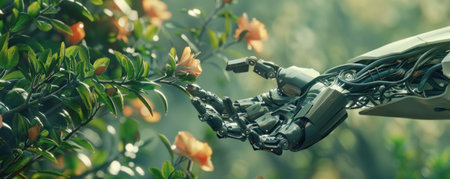 Machine learning algorithms optimizing renewable energy, robotics hands crafting the future, brain-computer interfaces in actionの素材