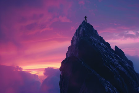 A breathtaking mountaintop view under the stars inspiring wonder and excitement a symbol of vision and yearning for the unknownの素材