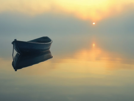 Dawn breaking over a serene landscape symbolizing renewal and simplicity inviting viewers to embrace the day with tenacityの素材