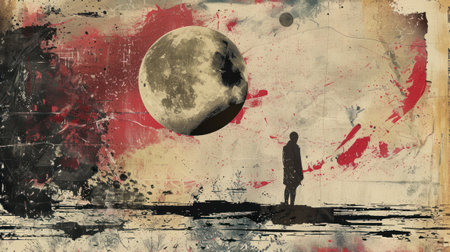 Design a graphic composition using a limited color palette and distressed textures for a vintage lookの素材