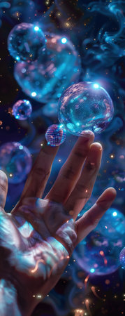 Gauzebound hands manipulate scifi bubbles a game managers strategy spans galaxies to Andromeda Cosmic game onの素材