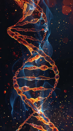 Cybernetic DNA illustration of sync wave showcasing genetic evolutionの素材
