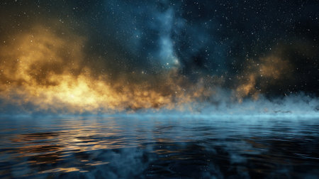 The sound of impact ripples through floating vapor as stars twinkle witnessing the silent danceの素材