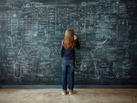 Young Student Pondering Complex Math Problemsの素材